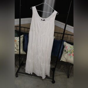 White Tiered Midi Dress | Sleeveless Flowy Summer Dress